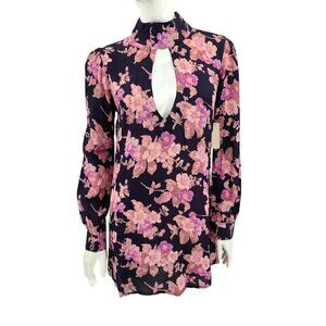 New Flynn Skye Leah Mini Dress Black Pink Floral